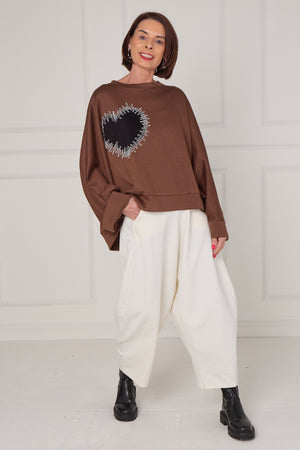 black heart top in Chocolate