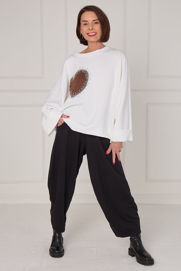 Chocolate heart top in ecru