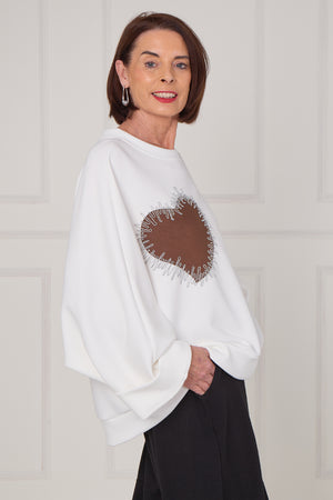 Chocolate heart top in ecru