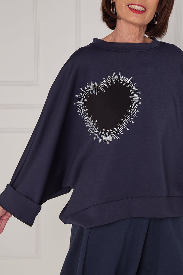 Black heart top in Navy