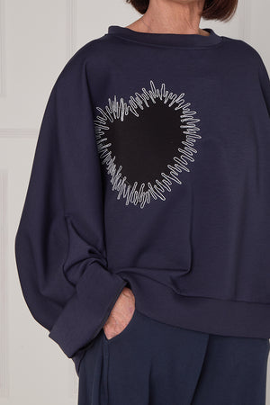 Black heart top in Navy