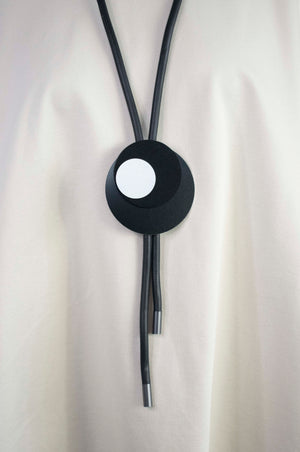 Lagenlook Circle Metal Layered Rubber Necklace