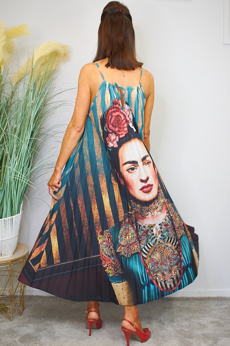 Senorita Dress in Turquoise Stripe Print