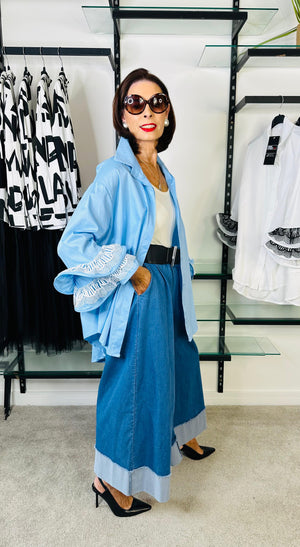 Zoey palazzo denim trousers light wash denim