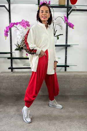 Balloon Style Harlem Trousers in Red