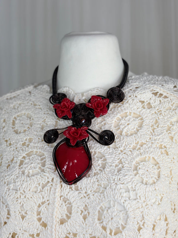 Ruby Red wired Necklace in Jewellery