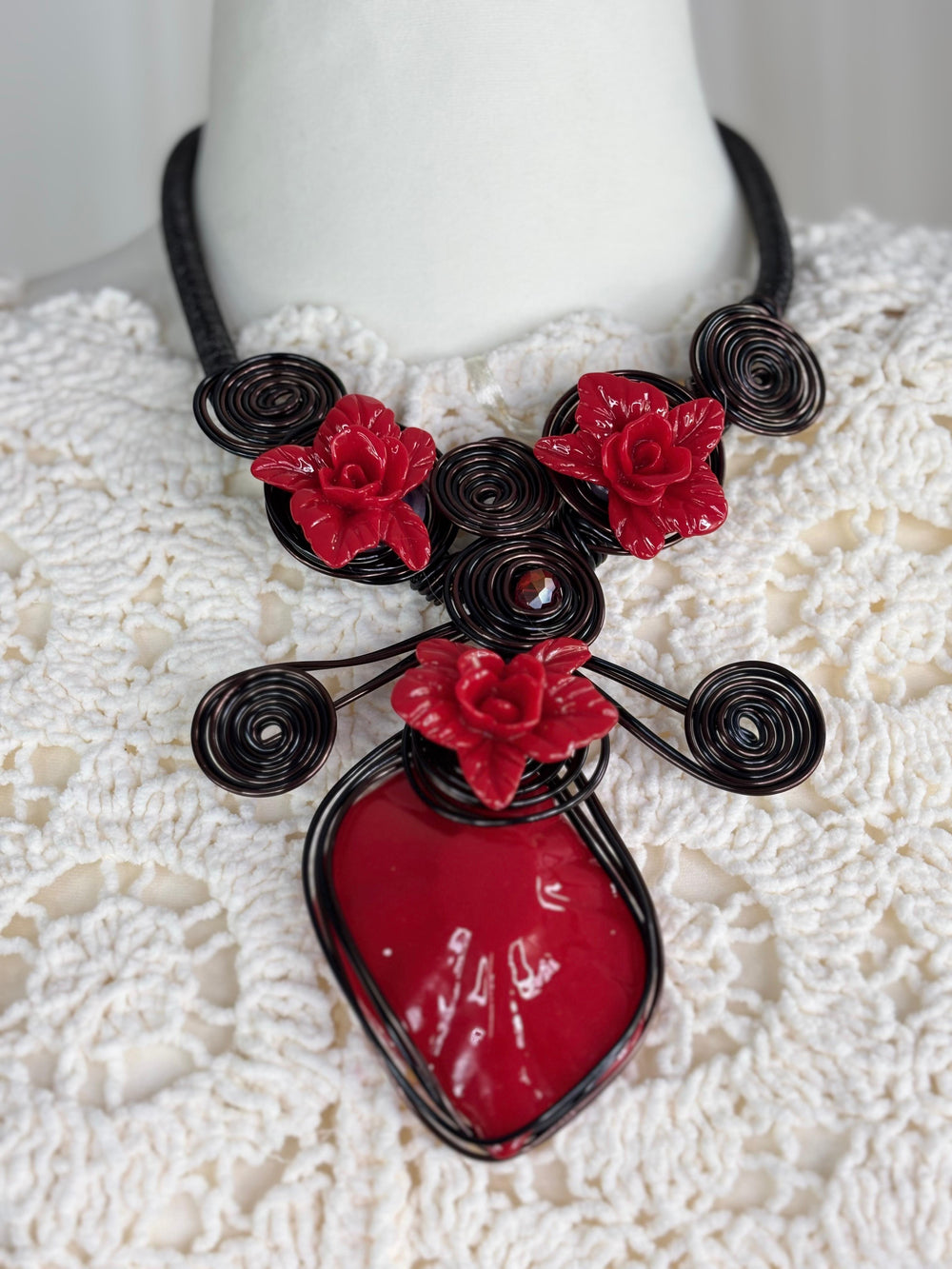 Ruby Red wired Necklace in Jewellery