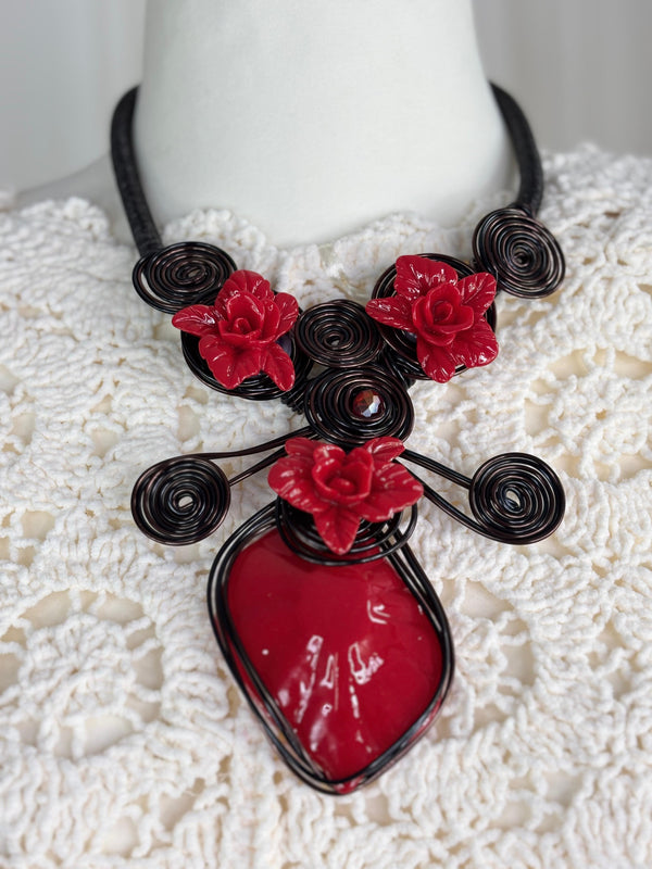 Ruby Red wired Necklace in Jewellery