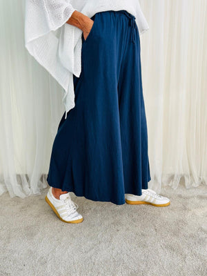 Cotton Culotte Navy Maria Trousers