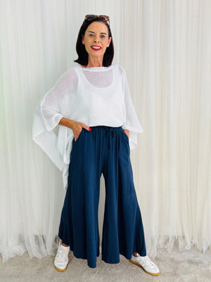 Cotton Culotte Navy Maria Trousers