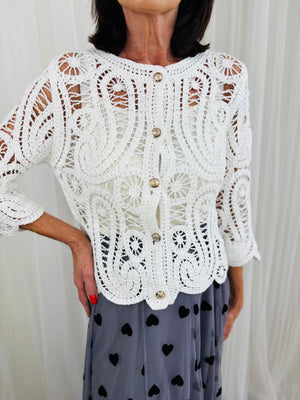 Mila Crochet Cardigan top