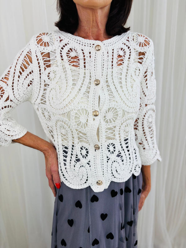Mila Crochet Cardigan top