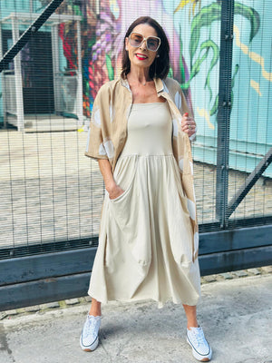 Rico Shirt/Dress in mocha with white dots