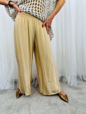 Dune silky palazzo trousers in camel