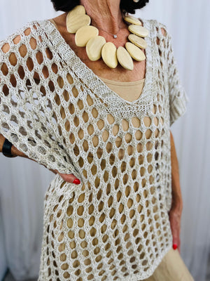 Jona knitwear top in BEIGE GOLD