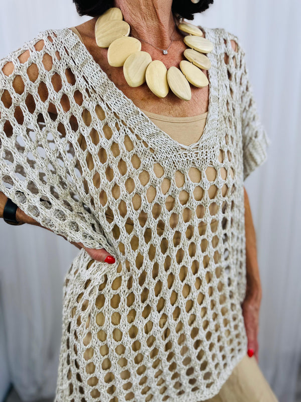 Jona knitwear top in BEIGE GOLD
