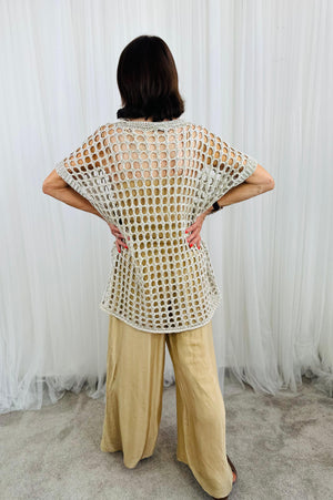 Jona knitwear top in BEIGE GOLD