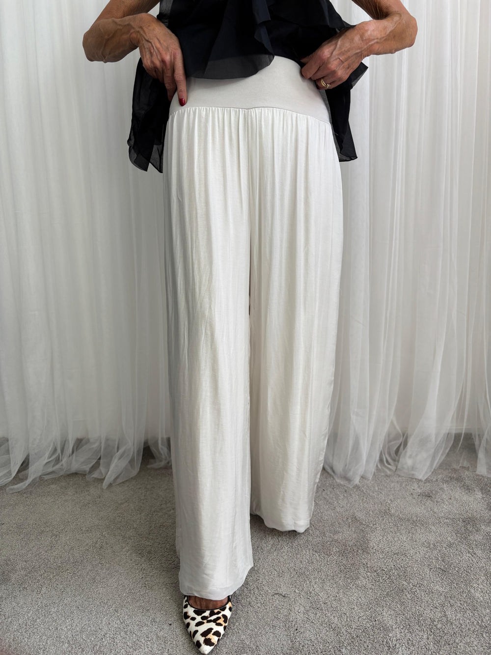 Dune silky palazzo trousers in beige