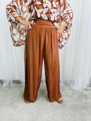 Dune silky palazzo trousers in rust