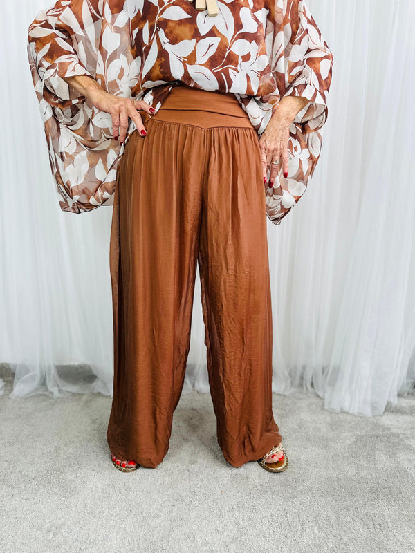 Dune silky palazzo trousers in rust