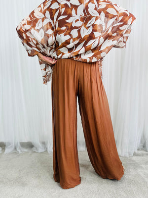 Dune silky palazzo trousers in rust