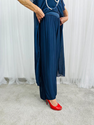 Dune silky palazzo trousers in navy