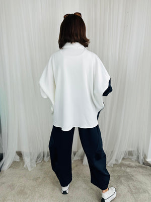 Lorenzo top/jacket in  cream and navy