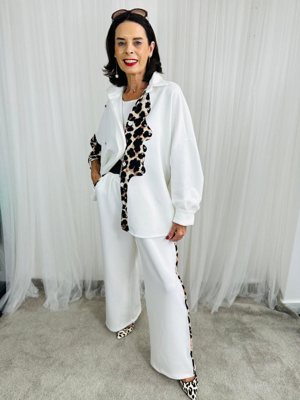 Lorenzo top/jacket in  Cream and leopard print