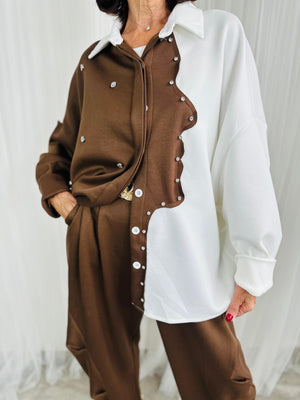 Lorenzo top/jacket in  cream and chocolate