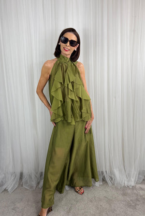 Calipso Palazzo Trousers in olive