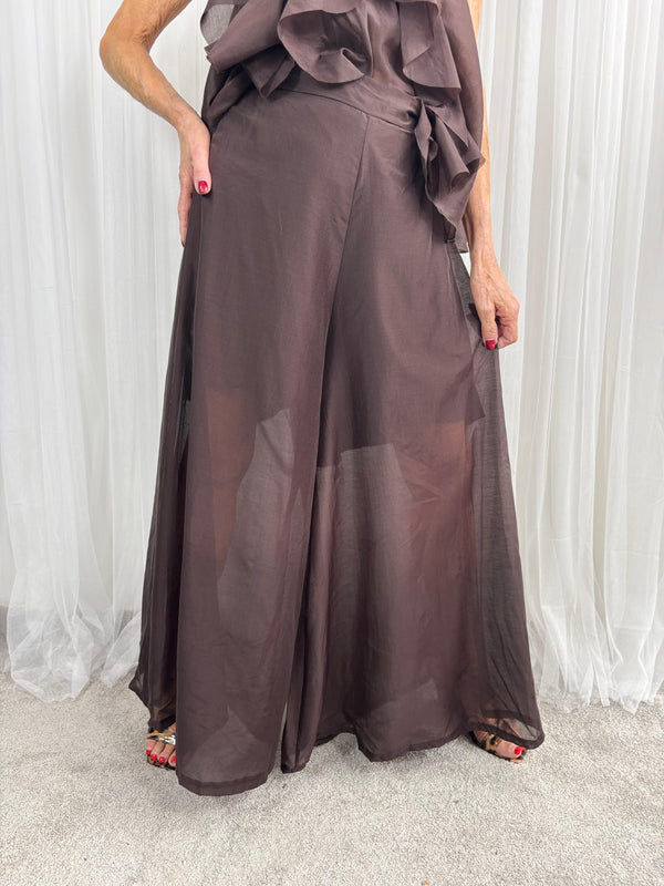 Calipso Palazzo Trousers in Chocolate