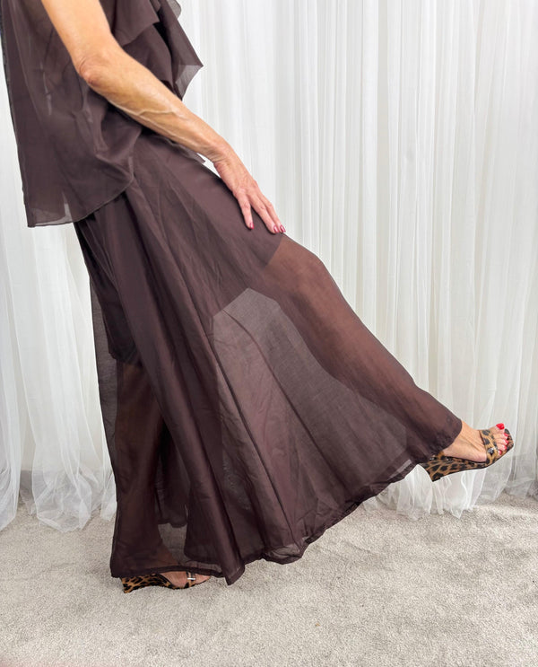 Calipso Palazzo Trousers in Chocolate