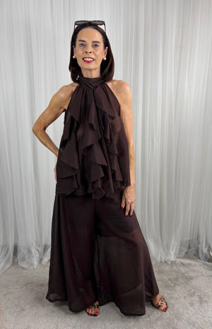 Calipso Palazzo Trousers in Chocolate