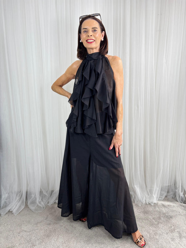 Calipso Palazzo Trousers in Black