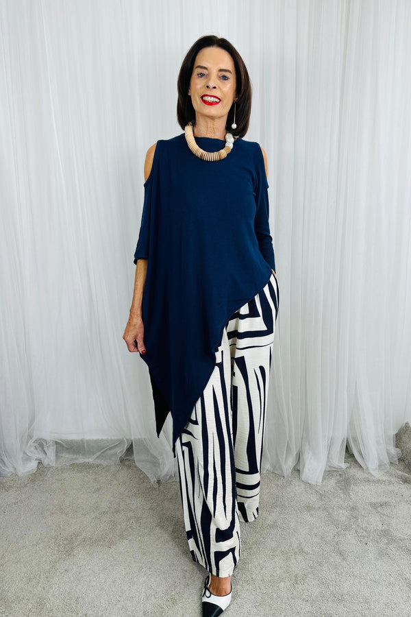 Vita asymmetric knitwear in navy