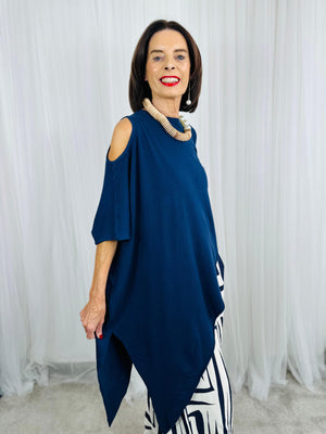 Vita asymmetric knitwear in navy