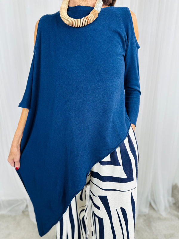 Vita asymmetric knitwear in navy