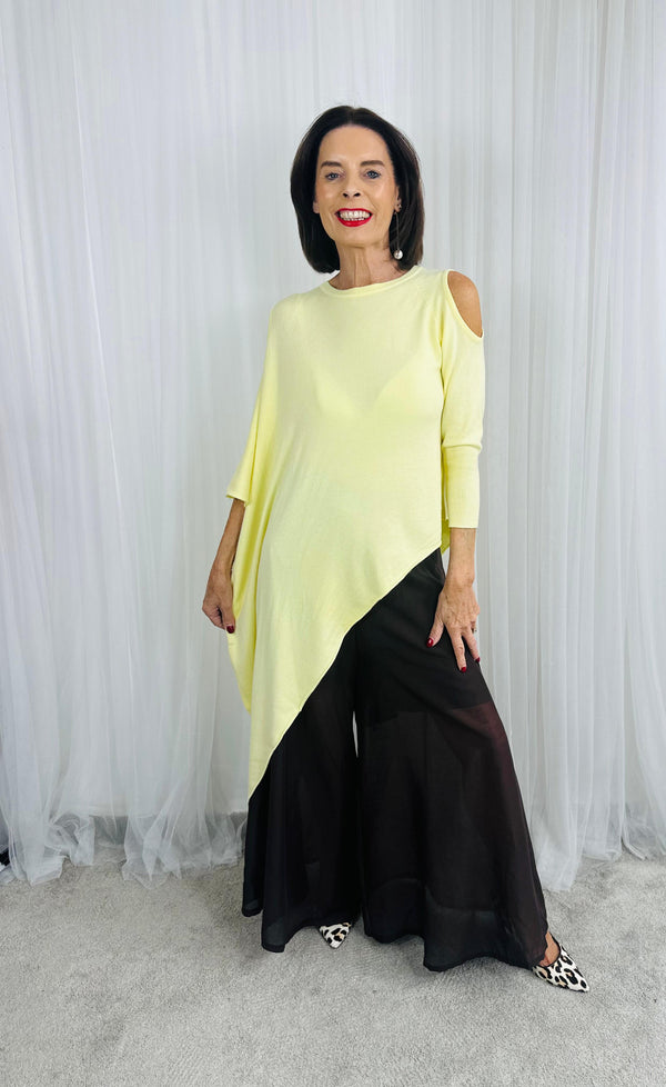 Vita asymmetric knitwear in lemon