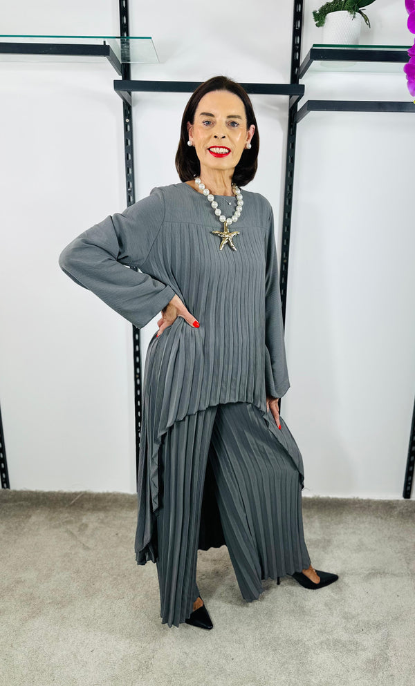 Federica full sleeves co-ord suit in stone grey