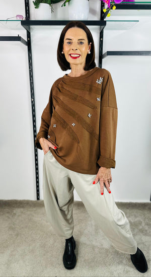 Twilight Diamante sweatshirt in Chocolate -