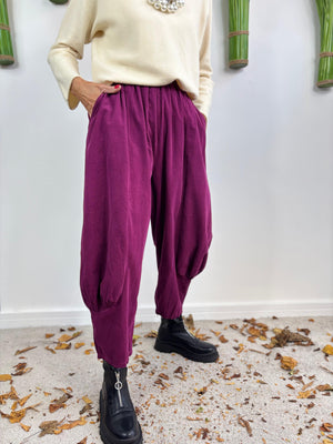 Mariya pin cord trousers in plum