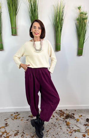 Mariya pin cord trousers in plum