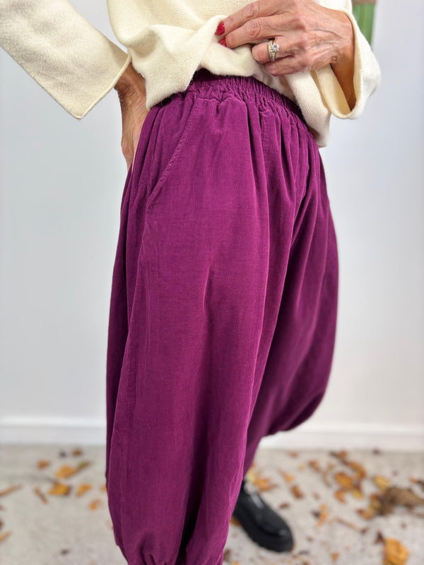 Mariya pin cord trousers in plum