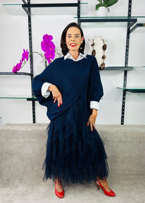 Tara Ruffel skirt in navy