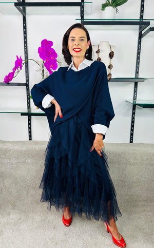Tara Ruffel skirt in navy