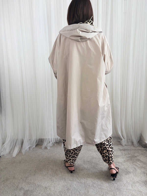 Lux wear long coat in Stone