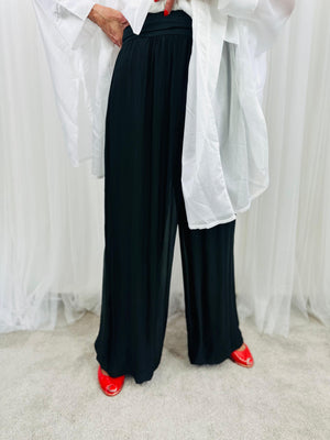 Dune silky palazzo trousers in black