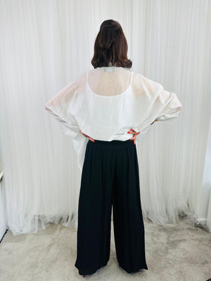 Dune silky palazzo trousers in black