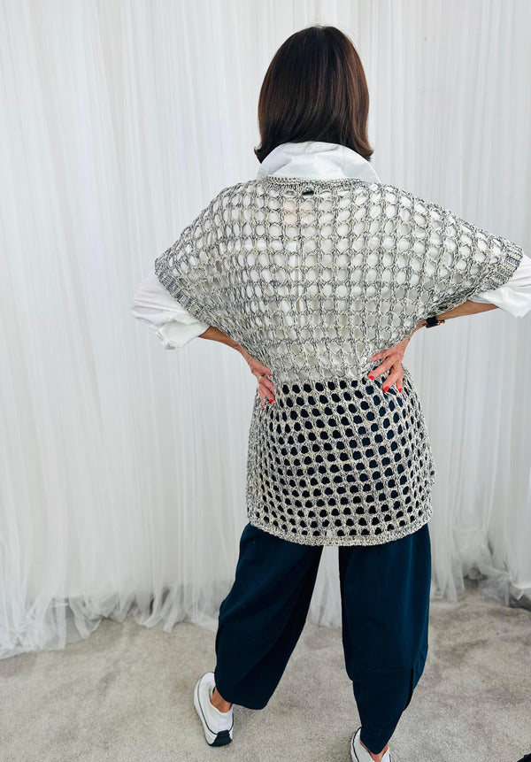 Jona knitwear top in Beige NAVY WITH GOLD