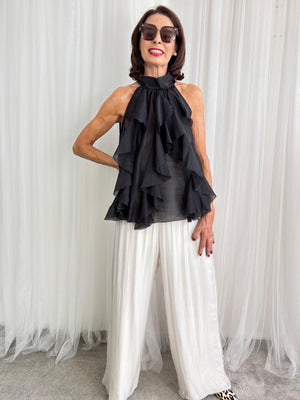 Dune silky palazzo trousers in beige